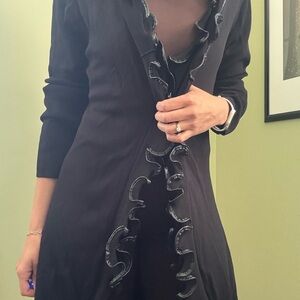 Black Ruffled Cardigan